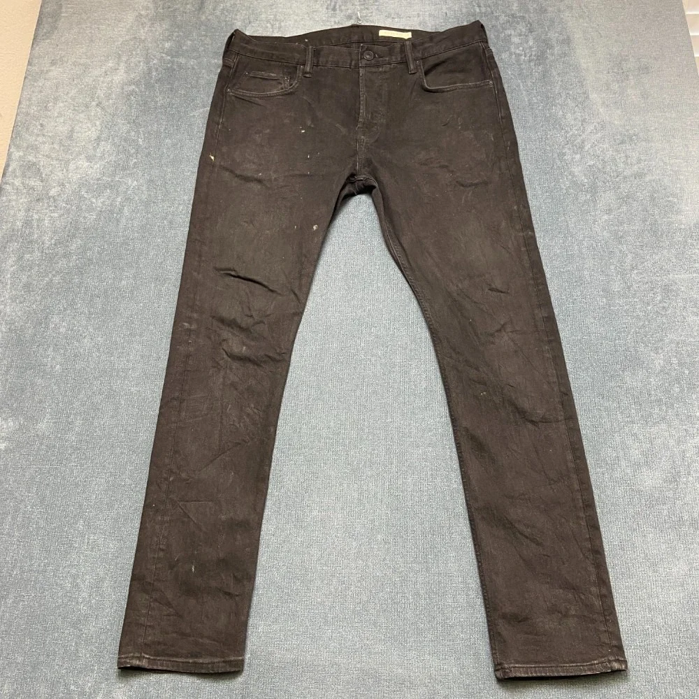 Allsaints Cigarette Jeans 36W Black Denim Cotton Skinny Leg 5 Pockets Dark Wash